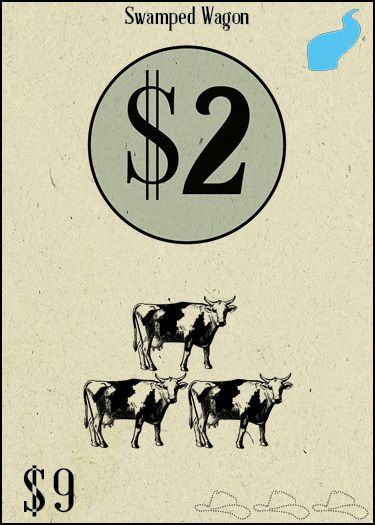 A River card giving $2 and 3 Cows, costing $9, from Act 3